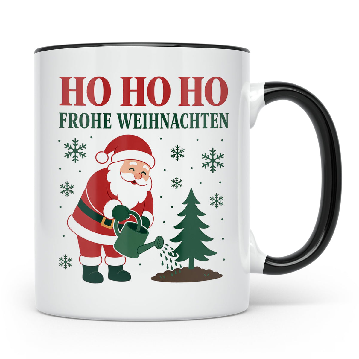 Garten Weihnachten Tasse Weihnachtsmann mit Gießkanne - Gesc – Schwarz [farbe:schwarz]