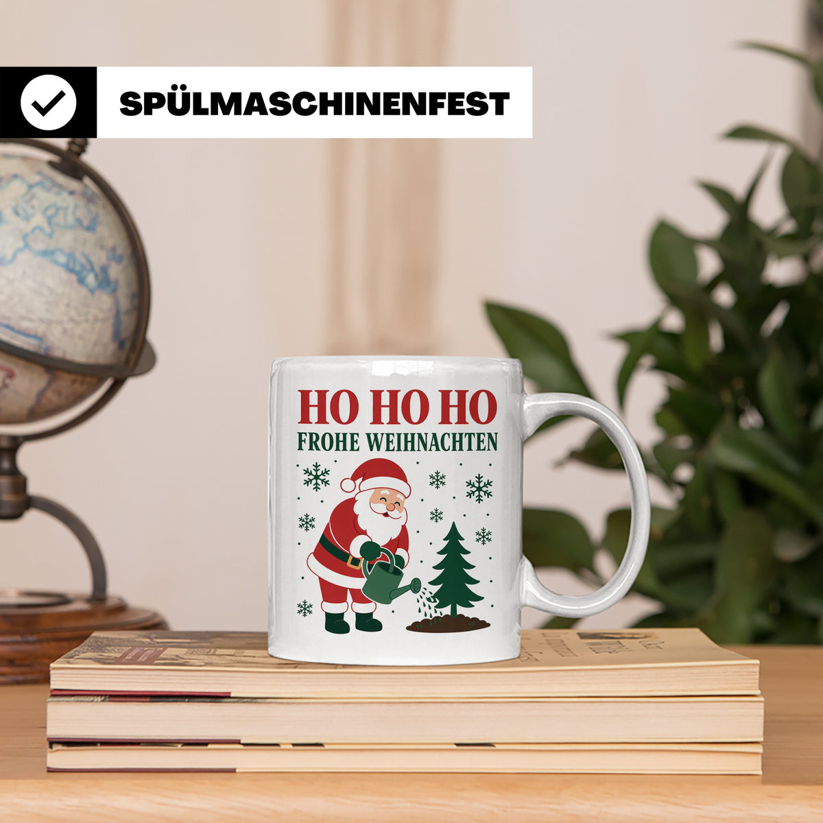 Garten Weihnachten Tasse Weihnachtsmann mit Gießkanne - Gesc – Weiß [farbe:weiß]
