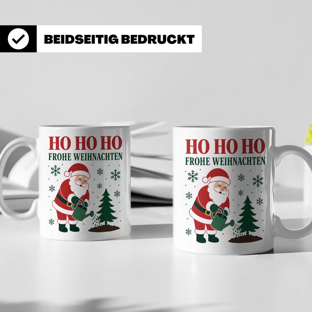 Garten Weihnachten Tasse Weihnachtsmann mit Gießkanne - Gesc – Weiß [farbe:weiß]