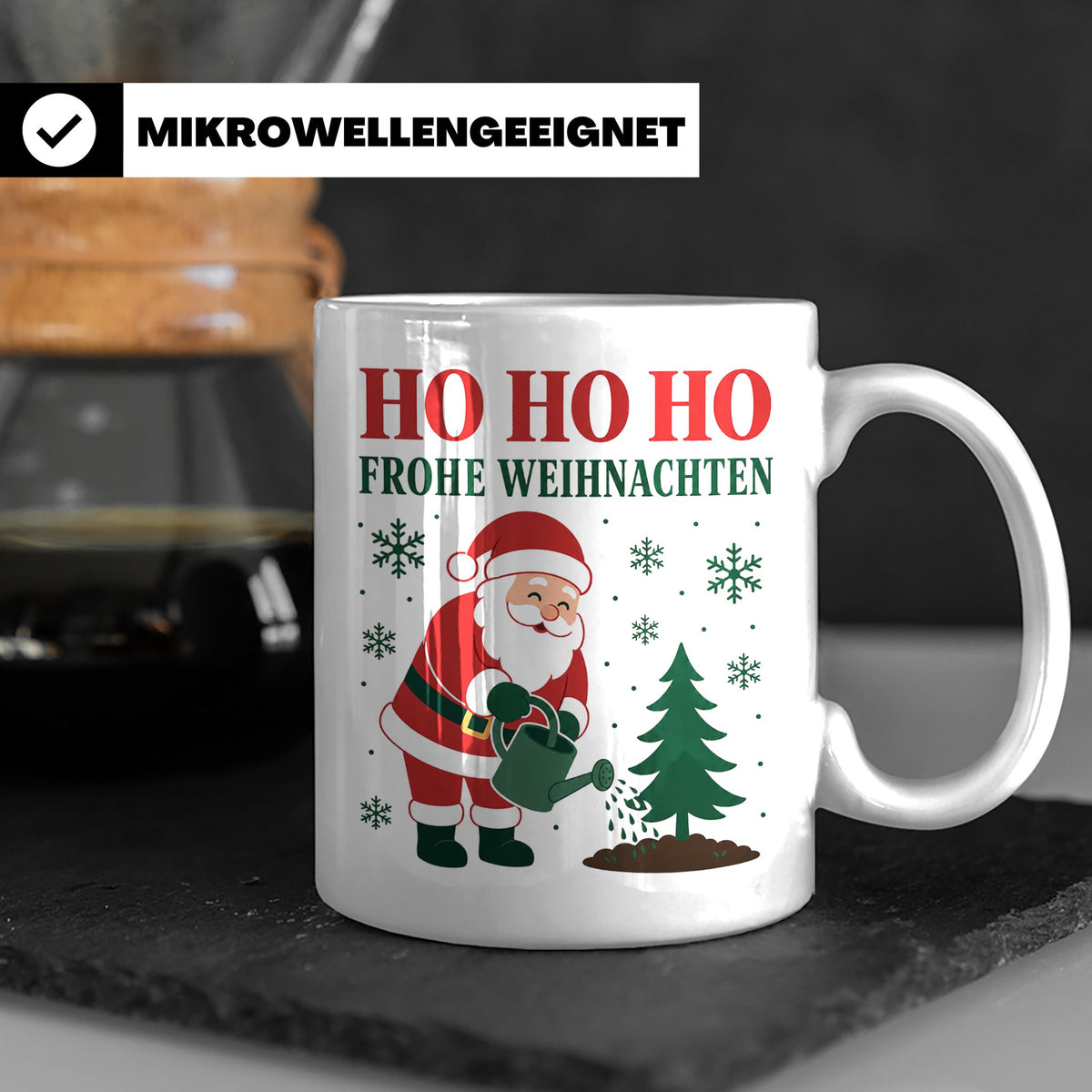 Garten Weihnachten Tasse Weihnachtsmann mit Gießkanne - Gesc – Weiß [farbe:weiß]