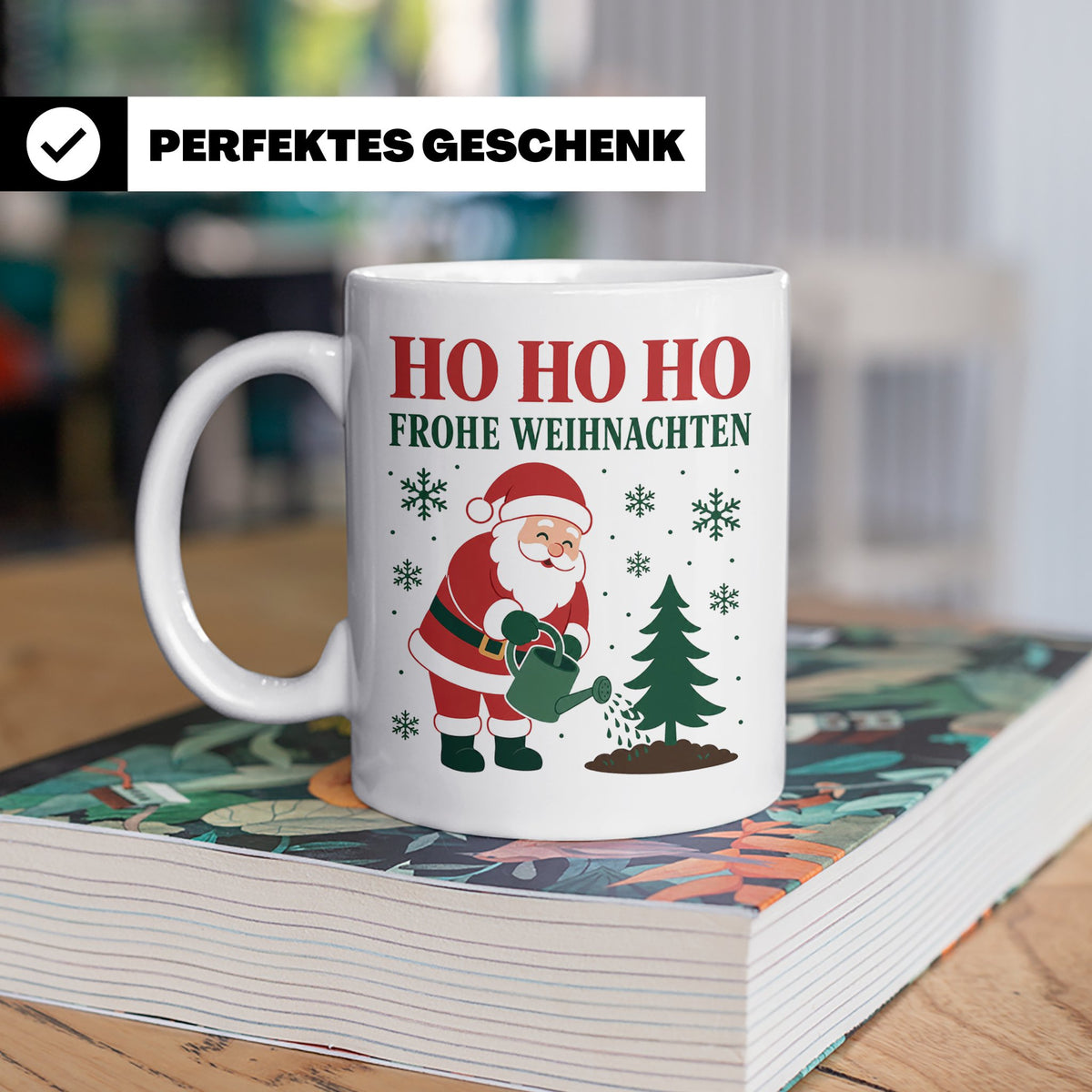 Garten Weihnachten Tasse Weihnachtsmann mit Gießkanne - Gesc – Weiß [farbe:weiß]