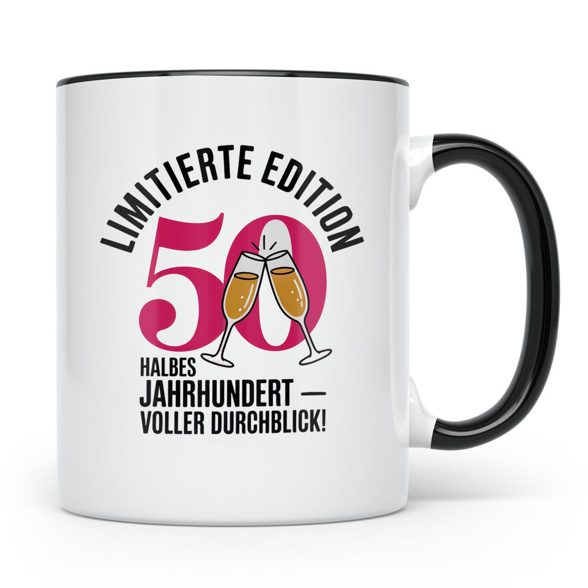 50. Geburtstag Tasse - Limitierte Edition - Halbes Jahrhunde – Schwarz [farbe:schwarz]