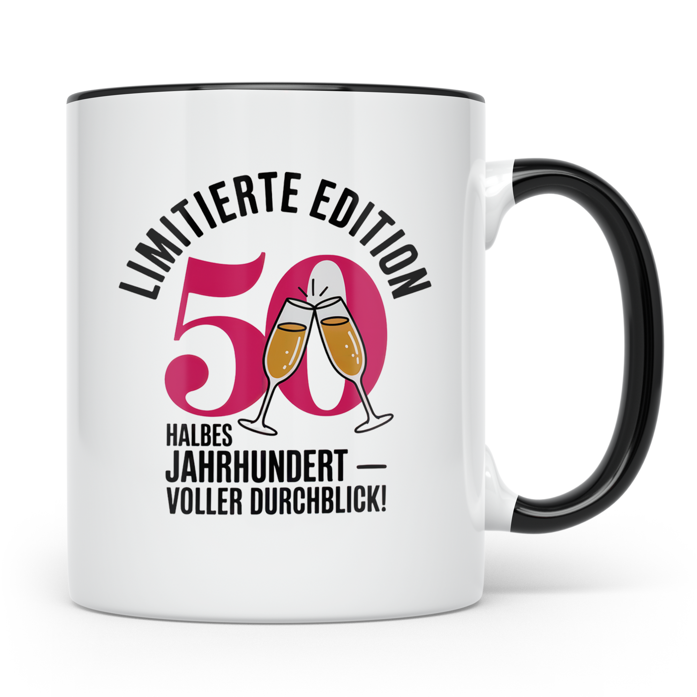 50. Geburtstag Tasse - Limitierte Edition - Halbes Jahrhunde – Schwarz [farbe:schwarz]