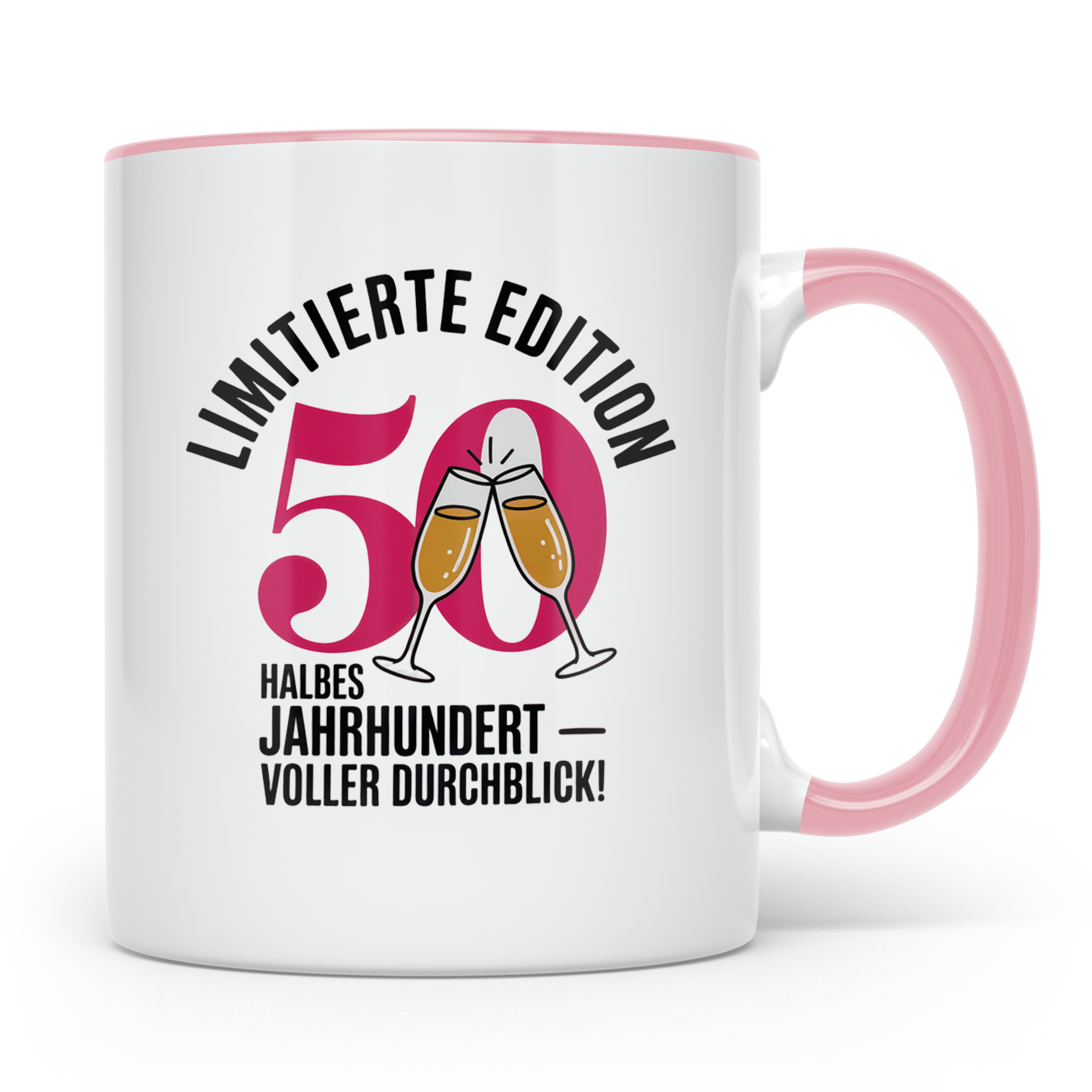 50. Geburtstag Tasse - Limitierte Edition - Halbes Jahrhunde – Rosa [farbe:rosa]