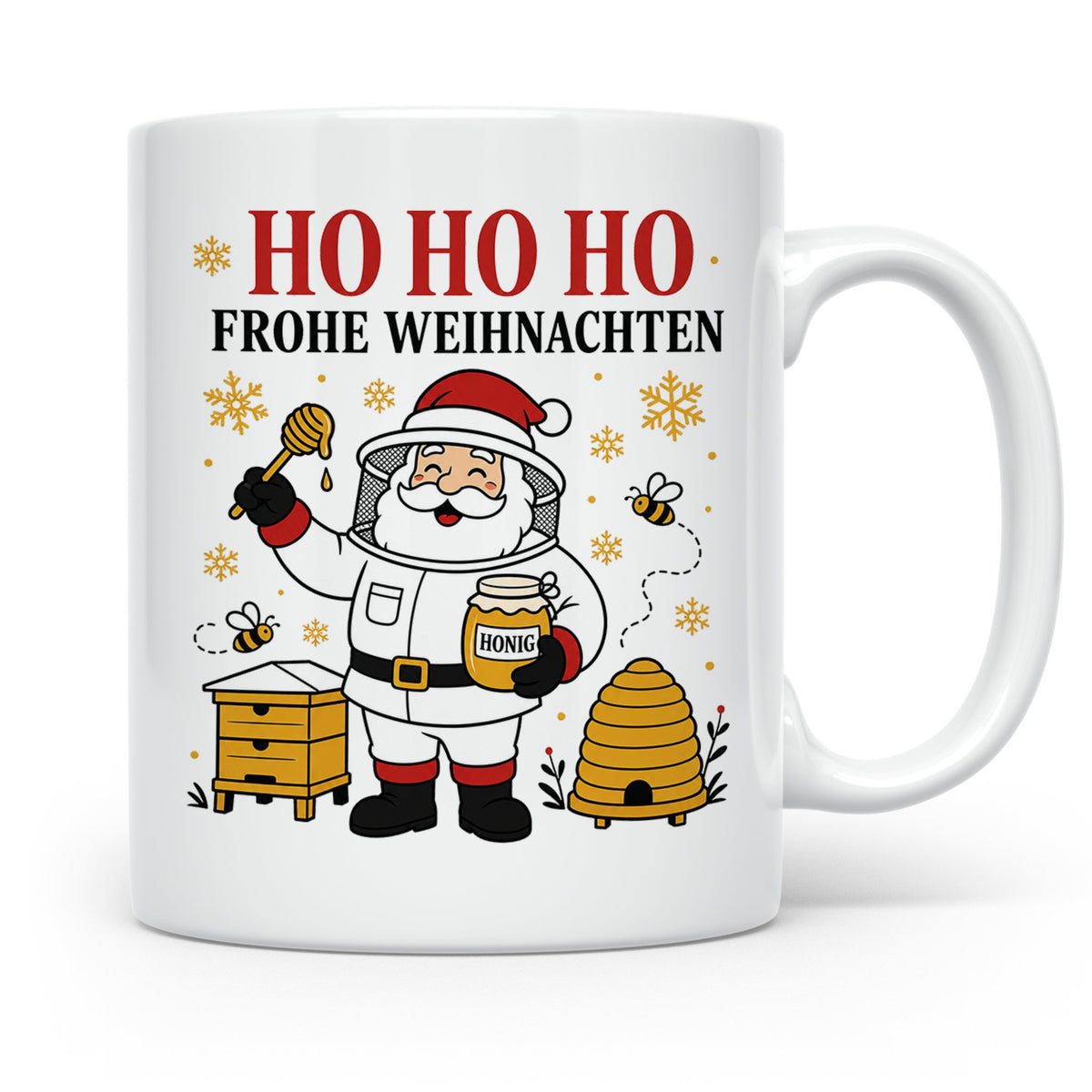 Imker Weihnachten Tasse Weihnachtsmann mit Honigglas - Gesch – Weiß [farbe:weiß]