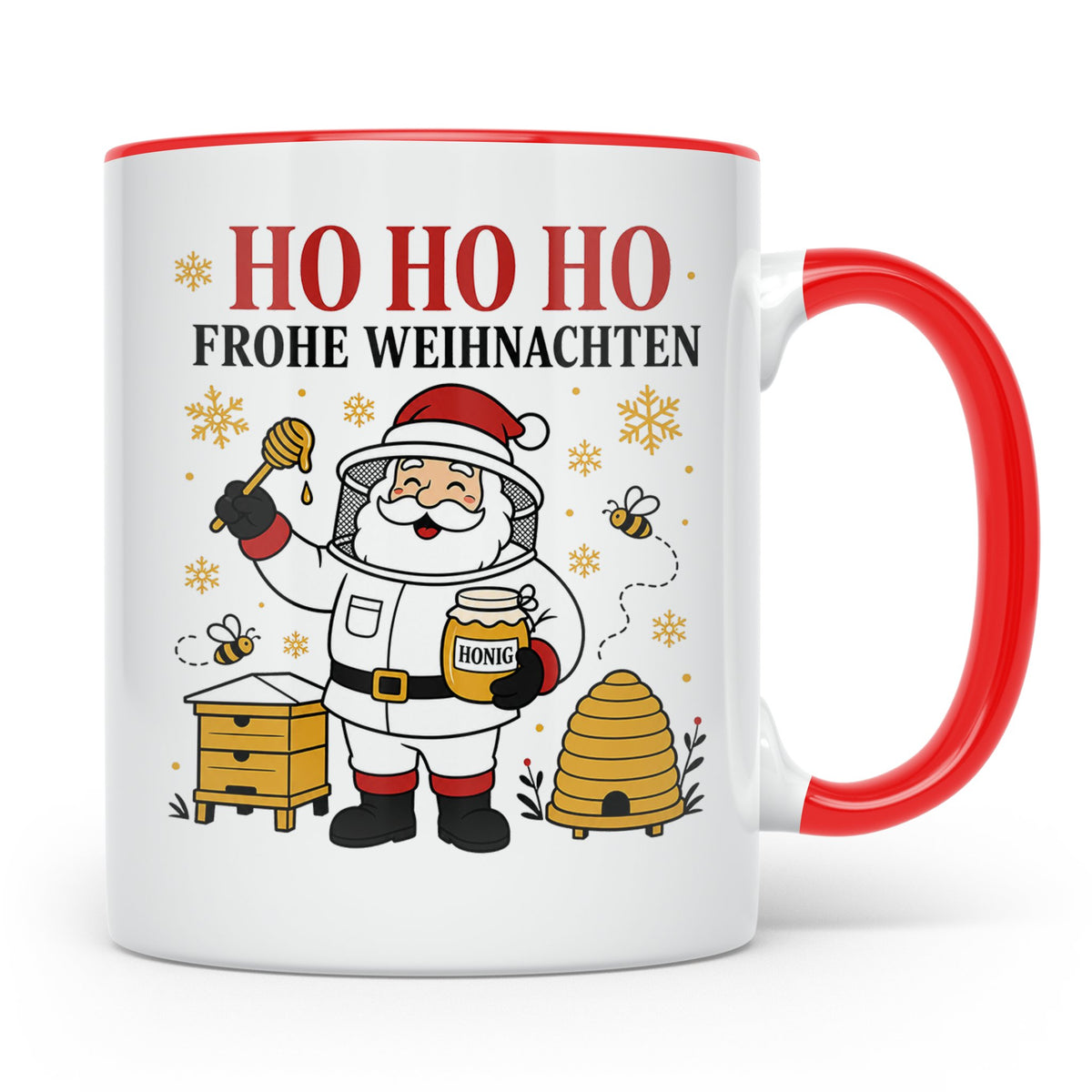 Imker Weihnachten Tasse Weihnachtsmann mit Honigglas - Gesch – Rot [farbe:rot]