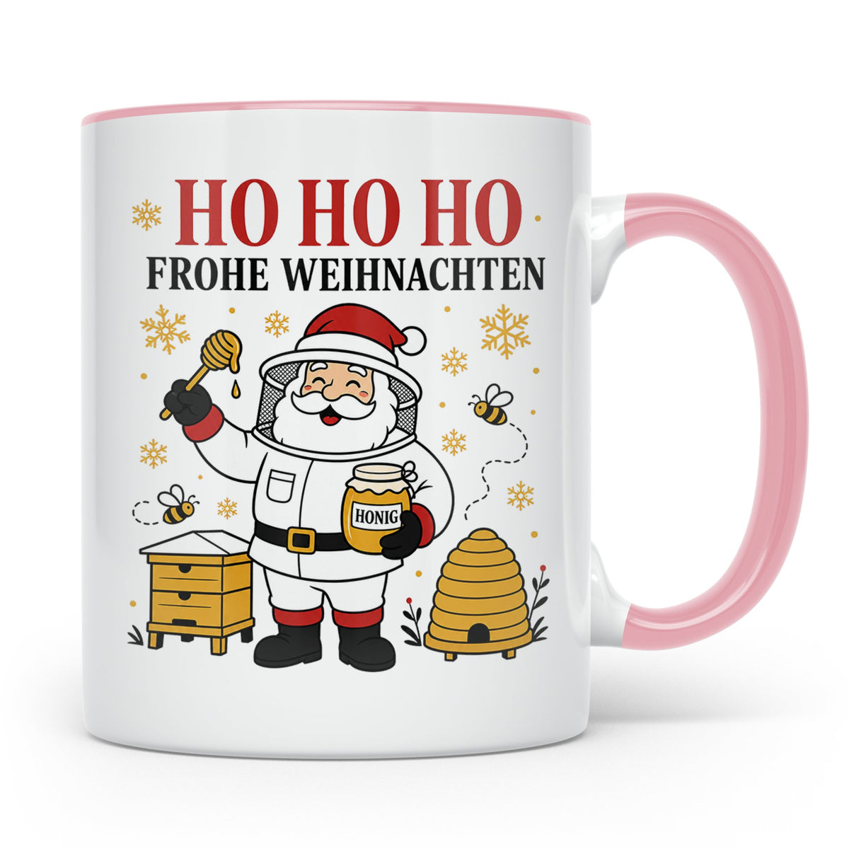 Imker Weihnachten Tasse Weihnachtsmann mit Honigglas - Gesch – Rosa [farbe:rosa]