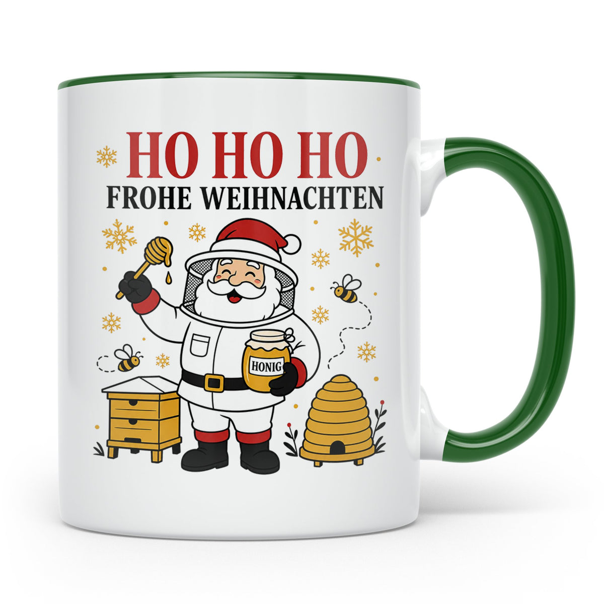 Imker Weihnachten Tasse Weihnachtsmann mit Honigglas - Gesch – Grün [farbe:grün]