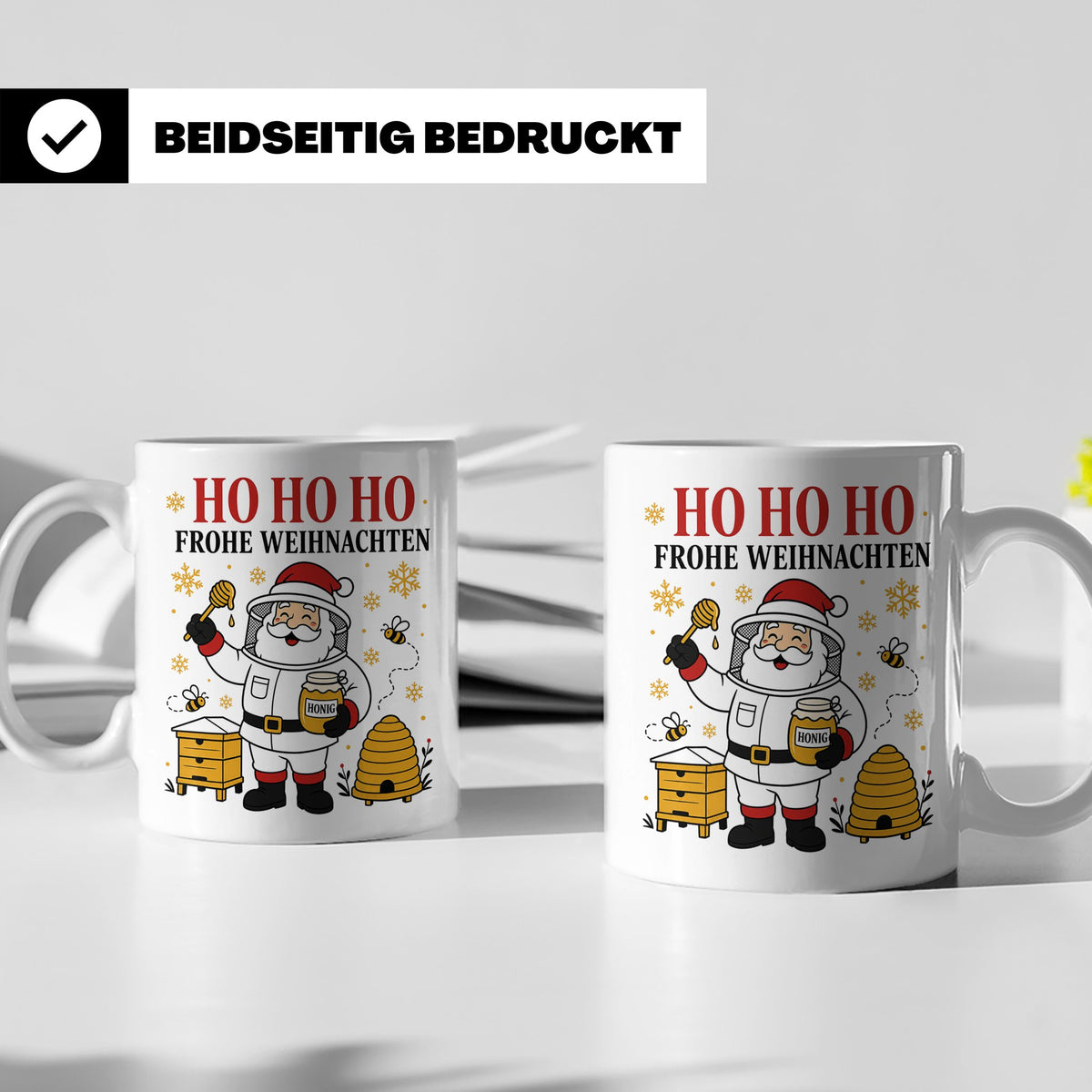 Imker Weihnachten Tasse Weihnachtsmann mit Honigglas - Gesch – Weiß [farbe:weiß]