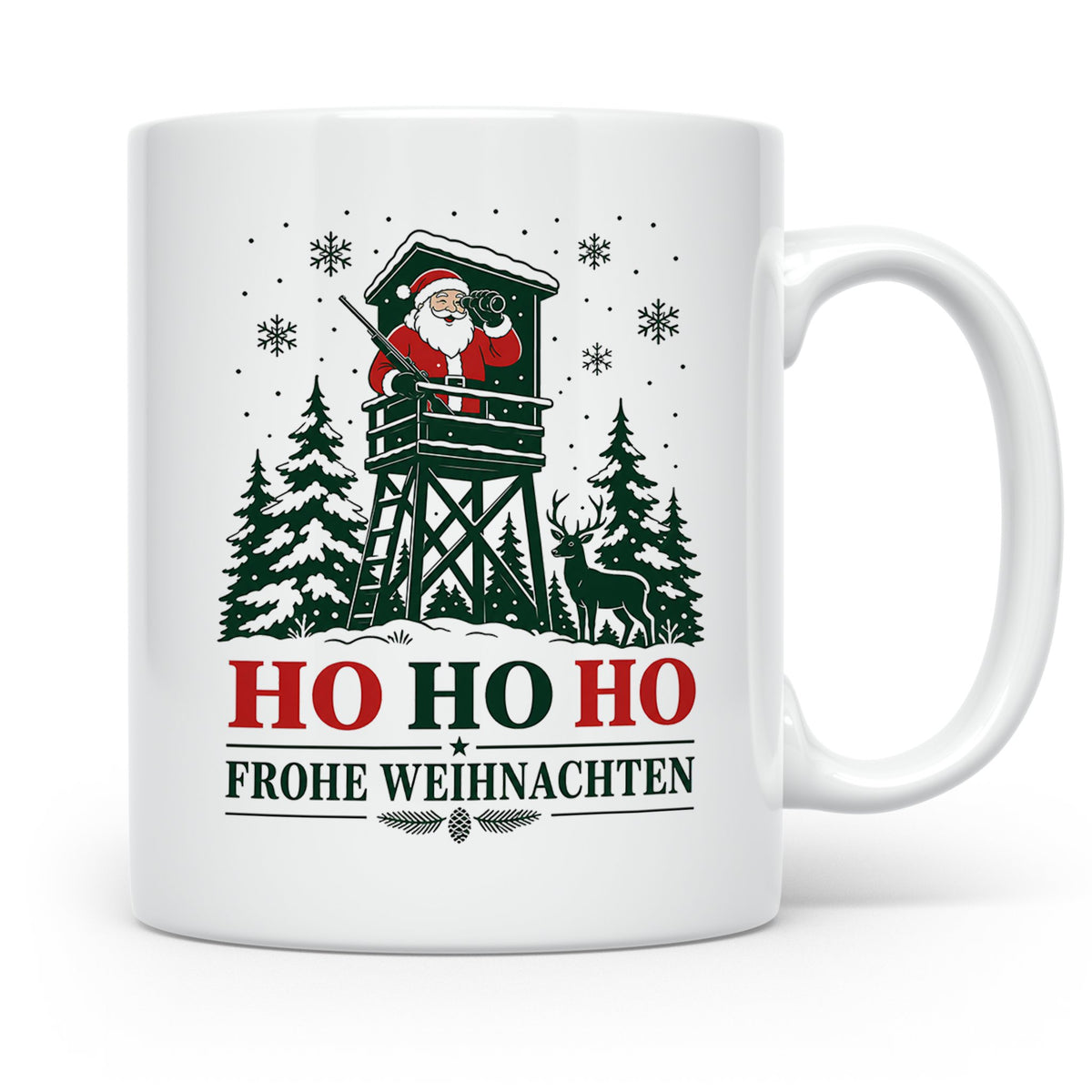 Jäger Weihnachten Tasse Weihnachtsmann auf dem Hochsitz - Ge – Weiß [farbe:weiß]