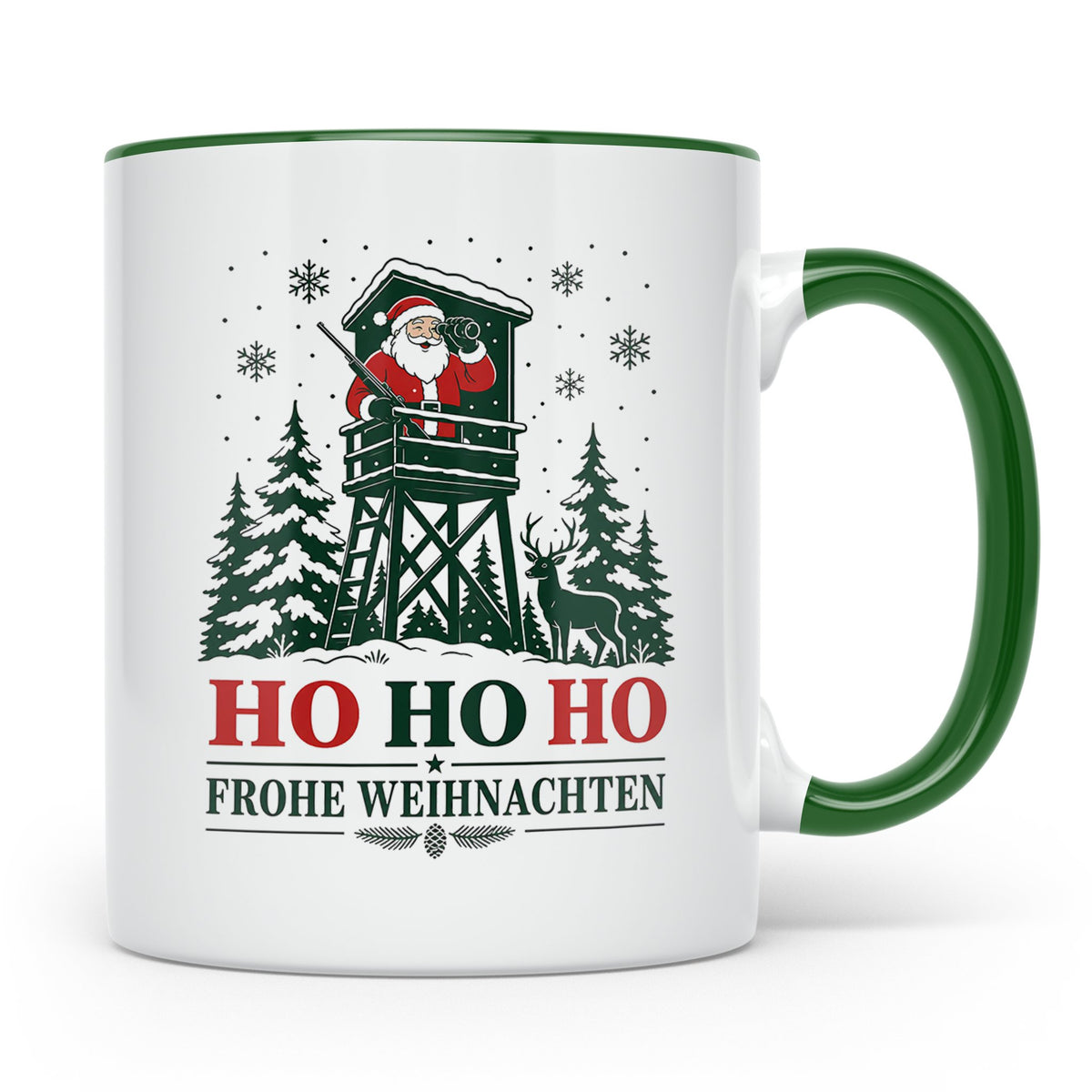 Jäger Weihnachten Tasse Weihnachtsmann auf dem Hochsitz - Ge – Grün [farbe:grün]