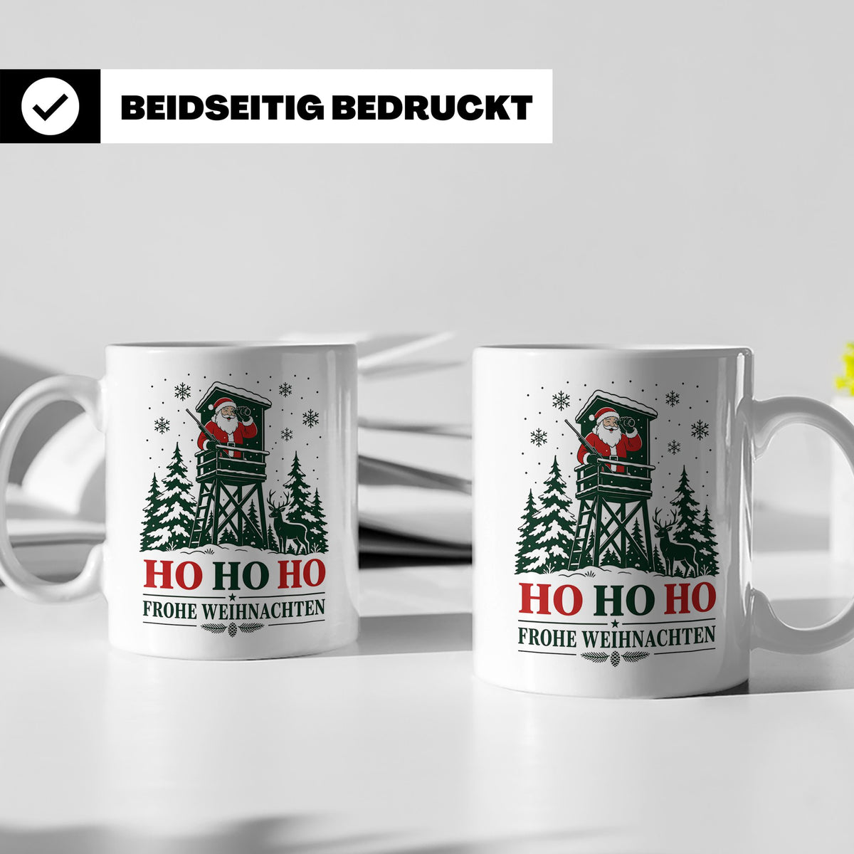 Jäger Weihnachten Tasse Weihnachtsmann auf dem Hochsitz - Ge – Weiß [farbe:weiß]