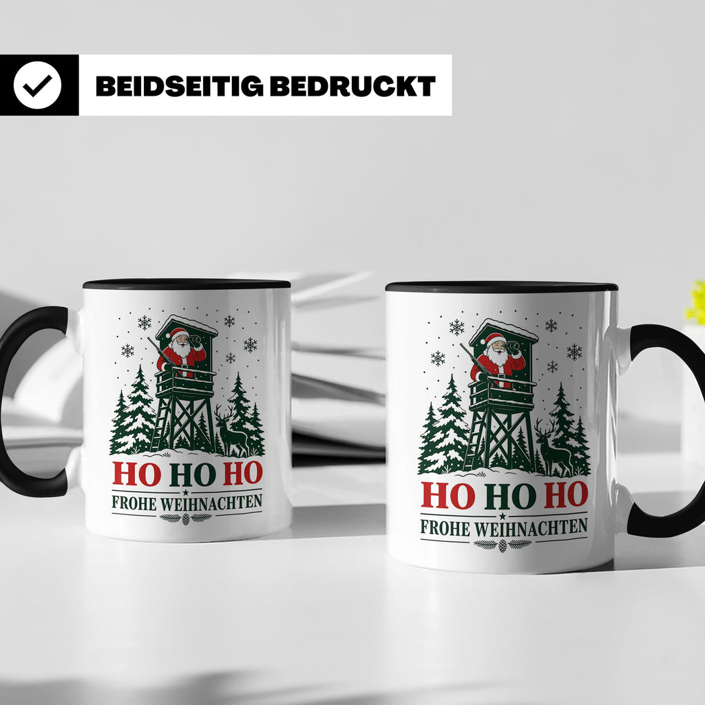 Jäger Weihnachten Tasse Weihnachtsmann auf dem Hochsitz - Ge – Schwarz [farbe:schwarz]