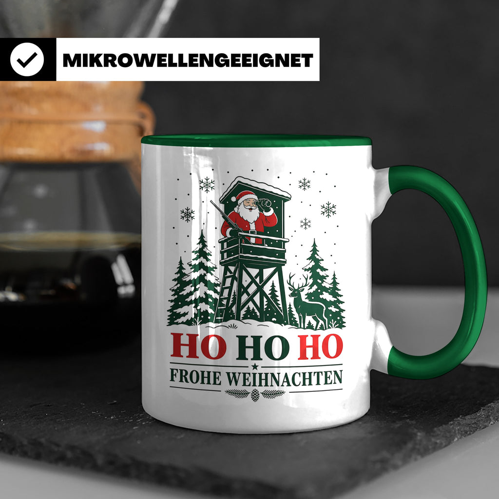 Jäger Weihnachten Tasse Weihnachtsmann auf dem Hochsitz - Ge – Grün [farbe:grün]