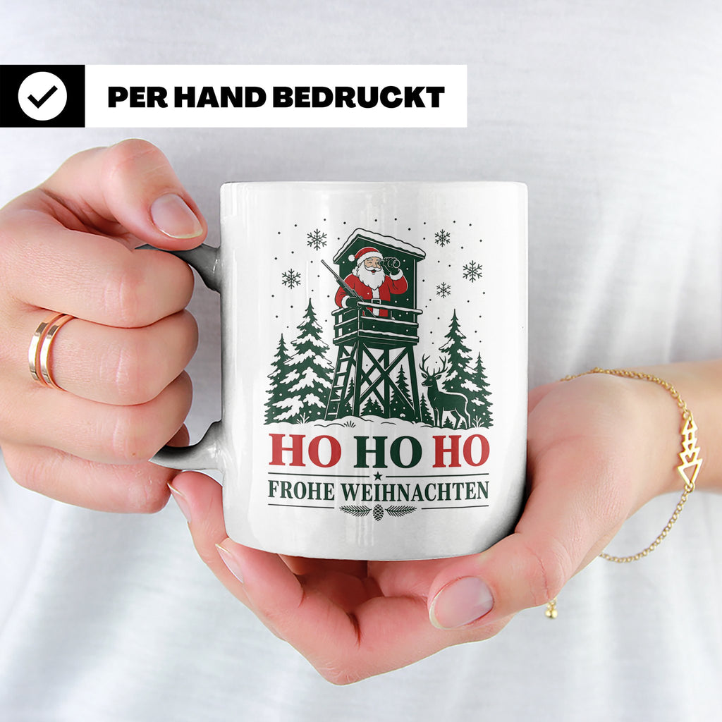 Jäger Weihnachten Tasse Weihnachtsmann auf dem Hochsitz - Ge – Weiß [farbe:weiß]