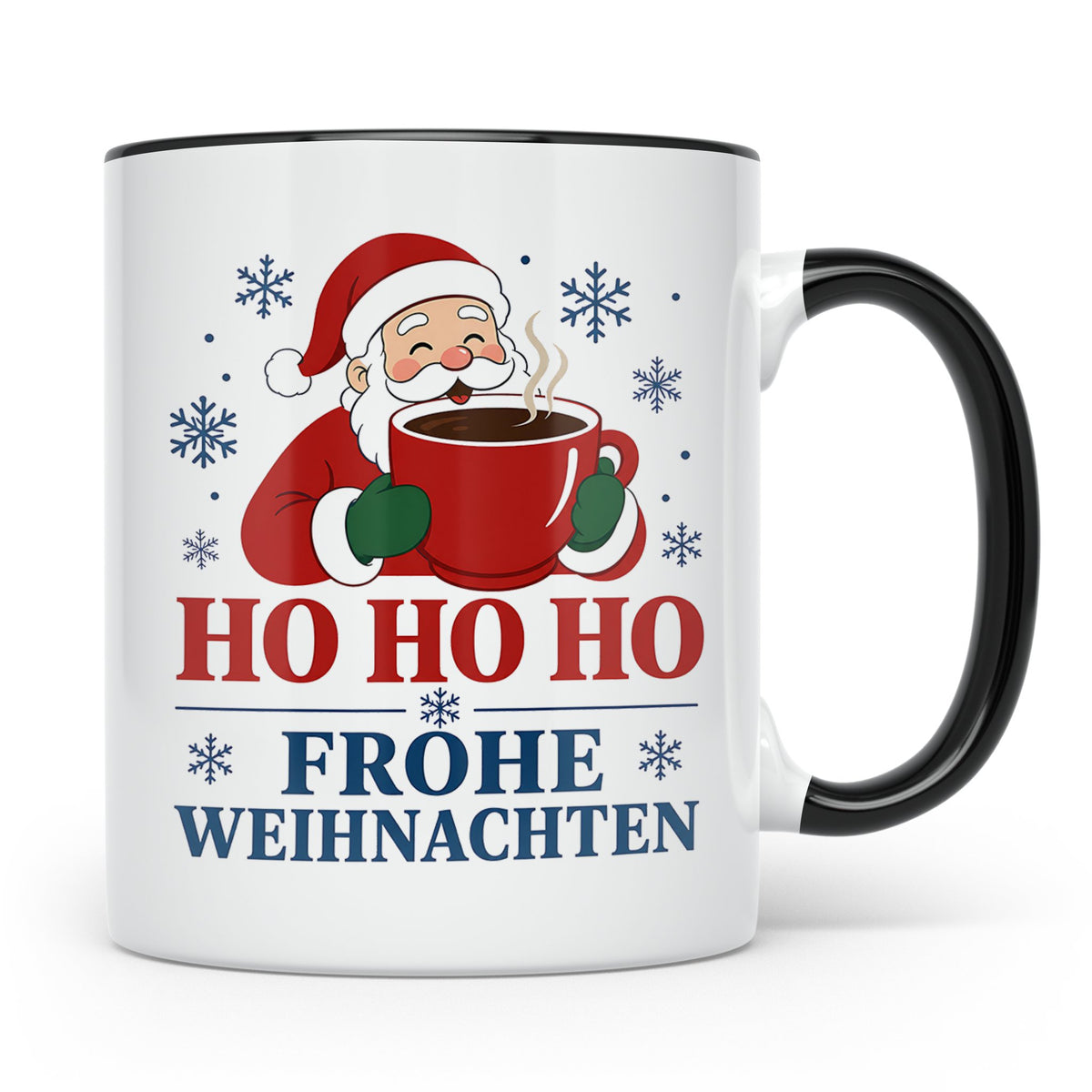 Kaffee Weihnachten Tasse Weihnachtsmann mit Kaffeetasse - Ge – Schwarz [farbe:schwarz]