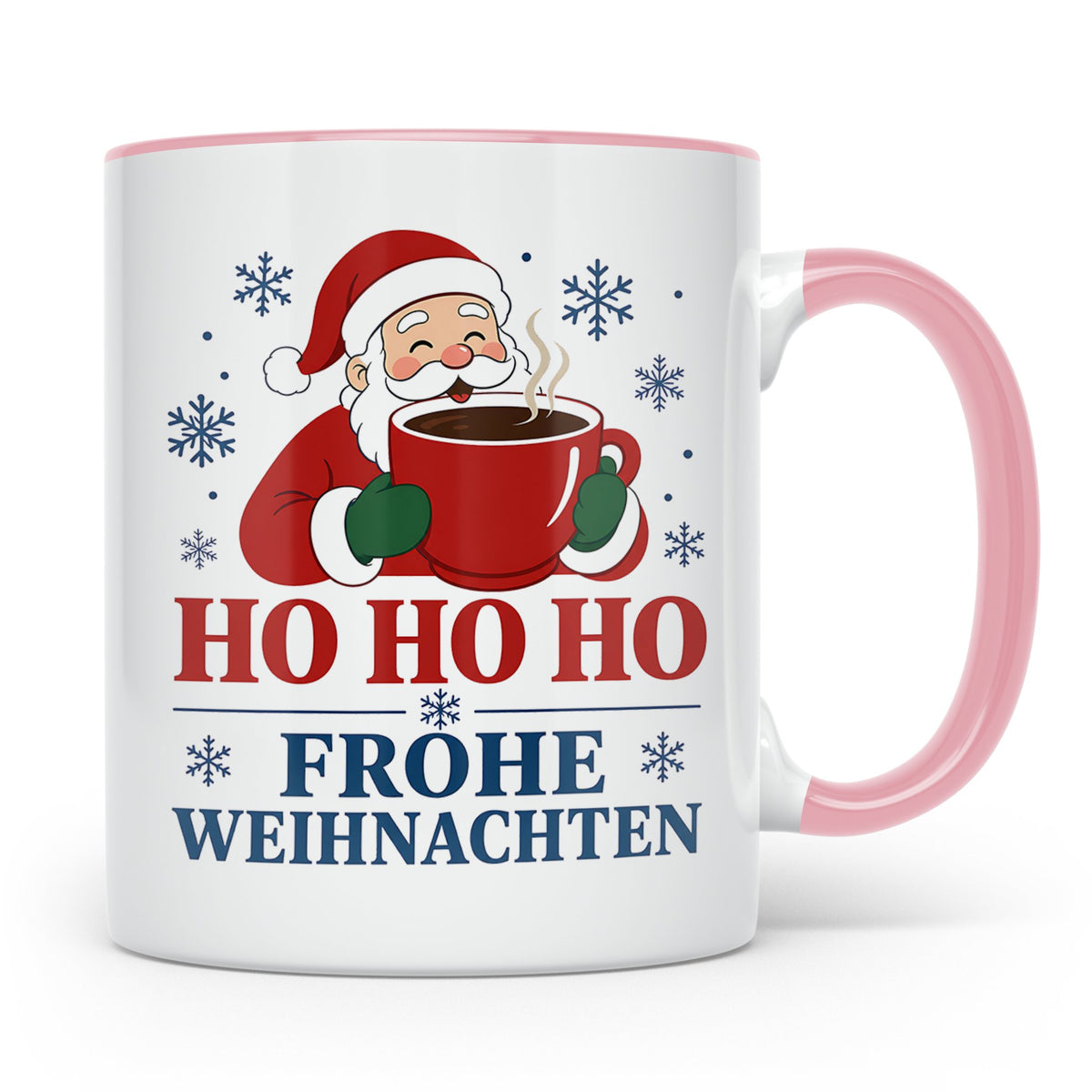 Kaffee Weihnachten Tasse Weihnachtsmann mit Kaffeetasse - Ge – Rosa [farbe:rosa]