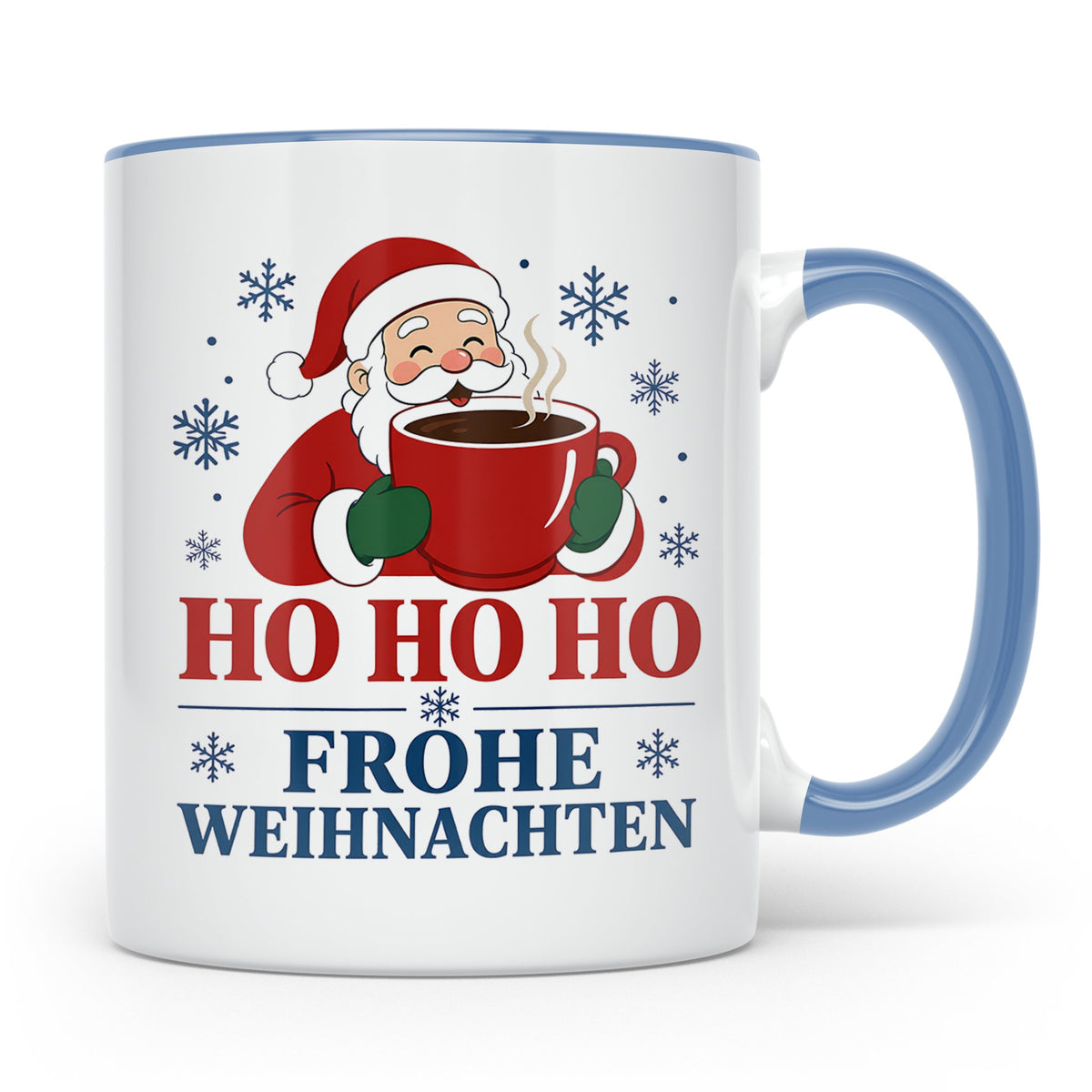 Kaffee Weihnachten Tasse Weihnachtsmann mit Kaffeetasse - Ge – Blau [farbe:blau]