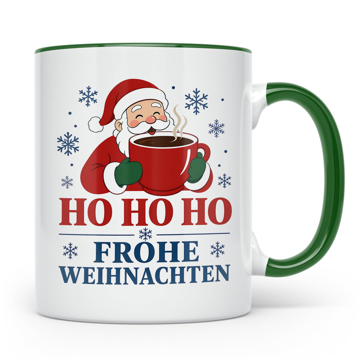 Kaffee Weihnachten Tasse Weihnachtsmann mit Kaffeetasse - Ge – Grün [farbe:grün]