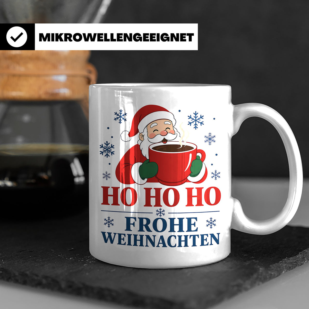 Kaffee Weihnachten Tasse Weihnachtsmann mit Kaffeetasse - Ge – Weiß [farbe:weiß]