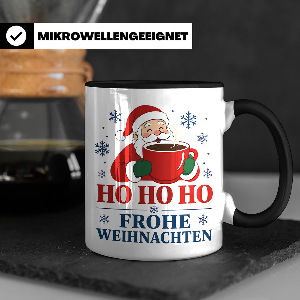 Kaffee Weihnachten Tasse Weihnachtsmann mit Kaffeetasse - Ge – Schwarz [farbe:schwarz]