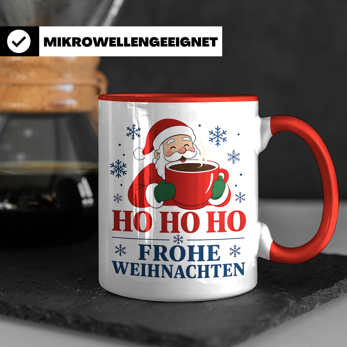 Kaffee Weihnachten Tasse Weihnachtsmann mit Kaffeetasse - Ge – Rot [farbe:rot]