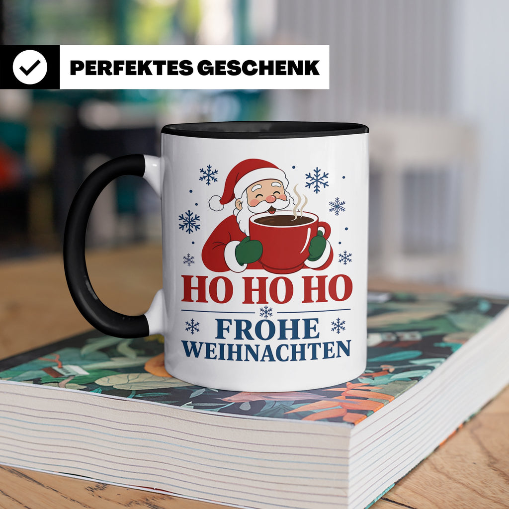 Kaffee Weihnachten Tasse Weihnachtsmann mit Kaffeetasse - Ge – Schwarz [farbe:schwarz]