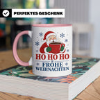 Kaffee Weihnachten Tasse Weihnachtsmann mit Kaffeetasse - Ge – Rosa [farbe:rosa]