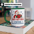 Kaffee Weihnachten Tasse Weihnachtsmann mit Kaffeetasse - Ge – Grün [farbe:grün]