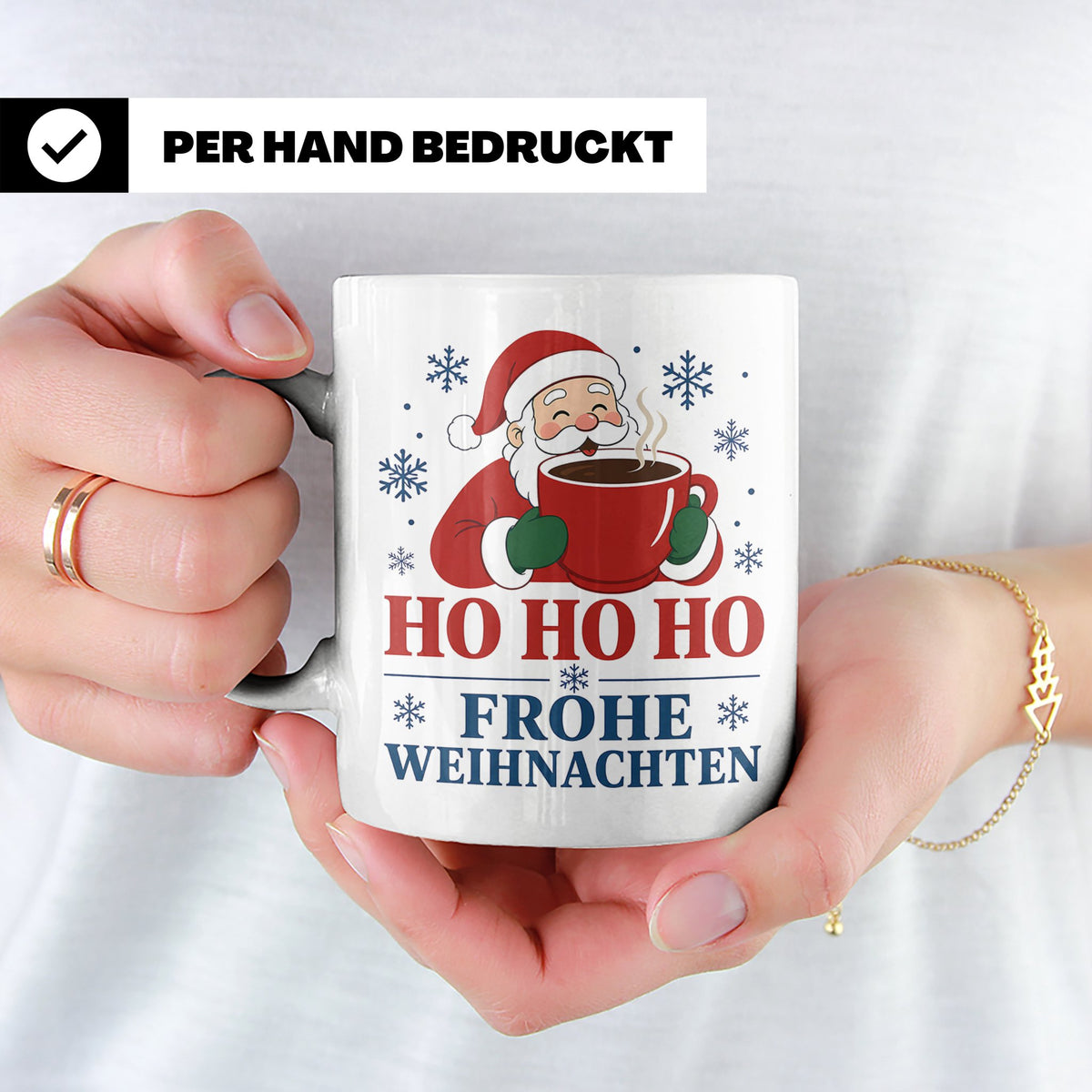 Kaffee Weihnachten Tasse Weihnachtsmann mit Kaffeetasse - Ge – Weiß [farbe:weiß]