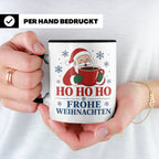 Kaffee Weihnachten Tasse Weihnachtsmann mit Kaffeetasse - Ge – Schwarz [farbe:schwarz]