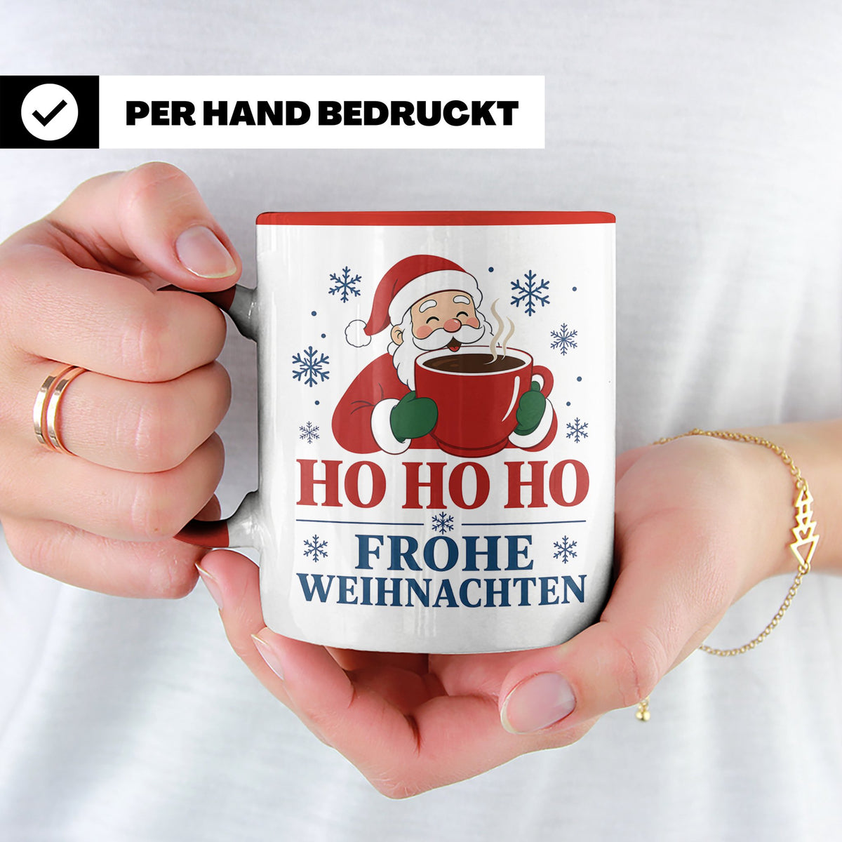 Kaffee Weihnachten Tasse Weihnachtsmann mit Kaffeetasse - Ge – Rot [farbe:rot]