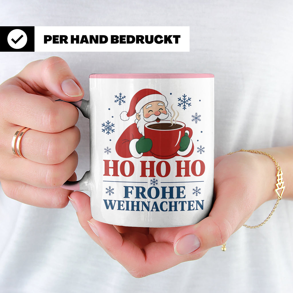 Kaffee Weihnachten Tasse Weihnachtsmann mit Kaffeetasse - Ge – Rosa [farbe:rosa]