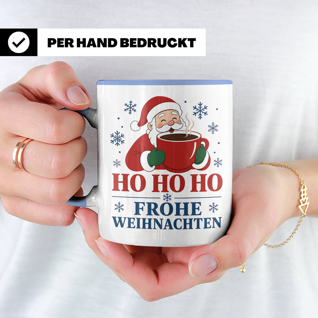 Kaffee Weihnachten Tasse Weihnachtsmann mit Kaffeetasse - Ge – Blau [farbe:blau]