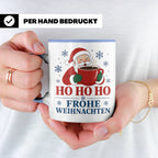Kaffee Weihnachten Tasse Weihnachtsmann mit Kaffeetasse - Ge – Blau [farbe:blau]