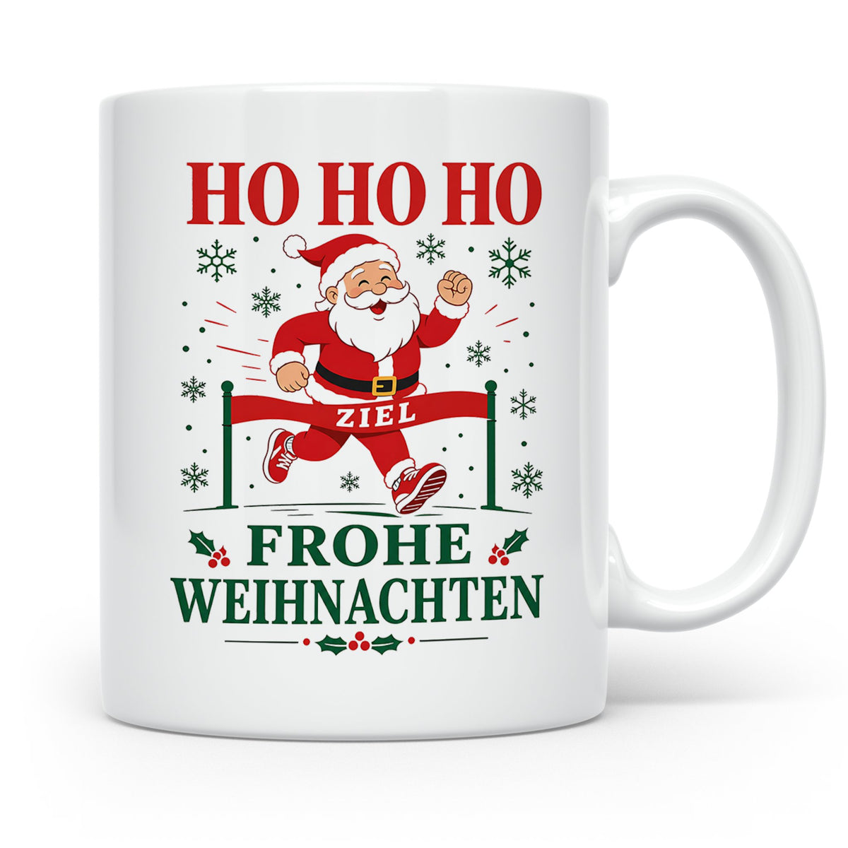 Laufen Weihnachten Tasse Weihnachtsmann im Zieleinlauf - Ges – Weiß [farbe:weiß]