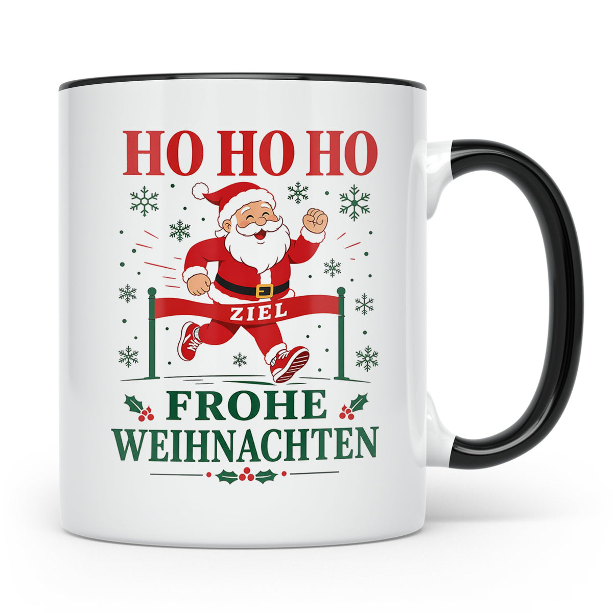 Laufen Weihnachten Tasse Weihnachtsmann im Zieleinlauf - Ges – Schwarz [farbe:schwarz]