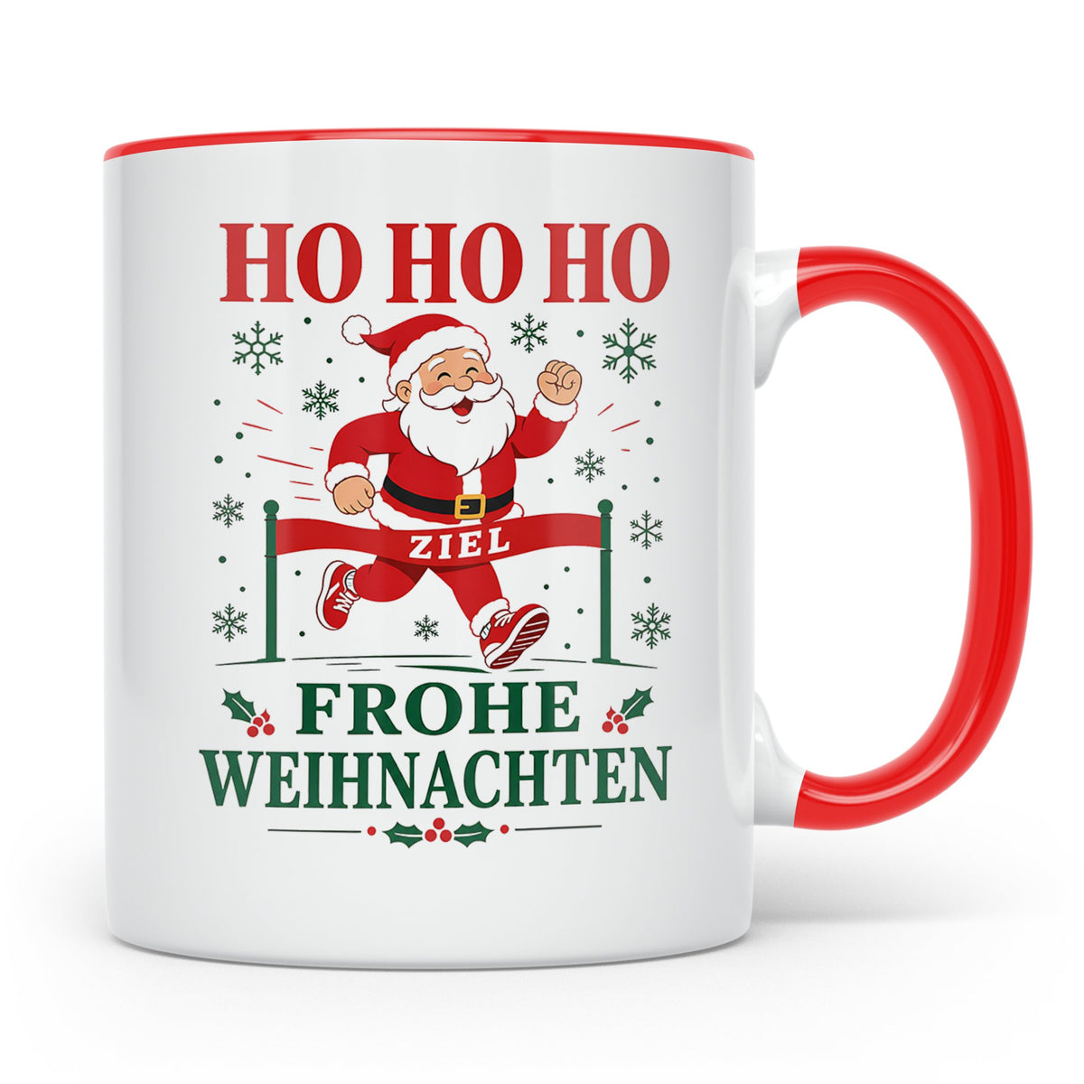 Laufen Weihnachten Tasse Weihnachtsmann im Zieleinlauf - Ges – Rot [farbe:rot]