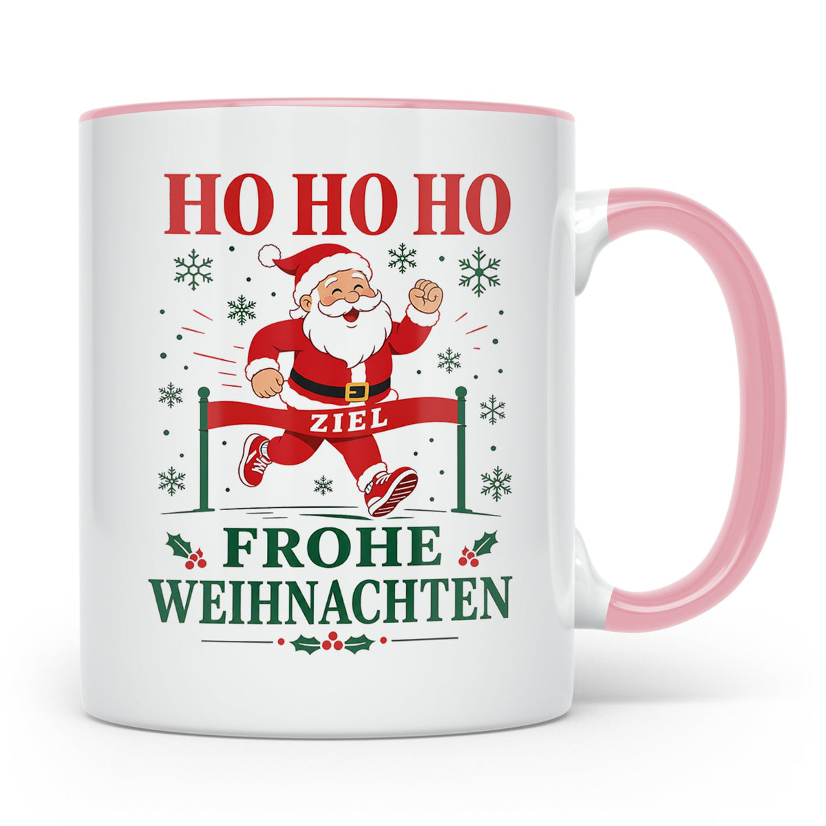 Laufen Weihnachten Tasse Weihnachtsmann im Zieleinlauf - Ges – Rosa [farbe:rosa]