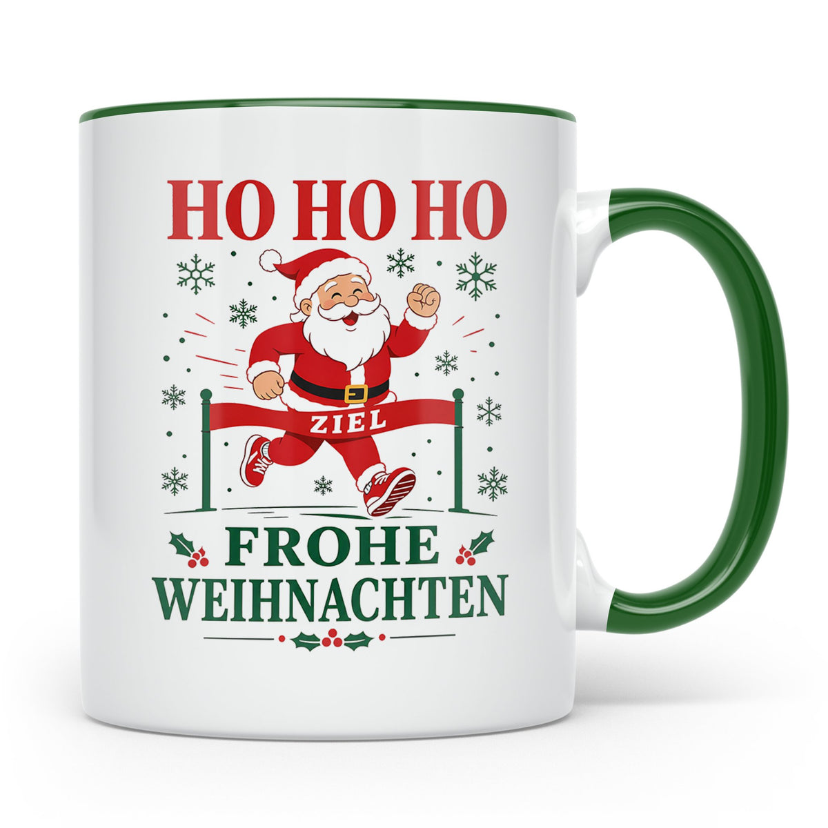 Laufen Weihnachten Tasse Weihnachtsmann im Zieleinlauf - Ges – Grün [farbe:grün]