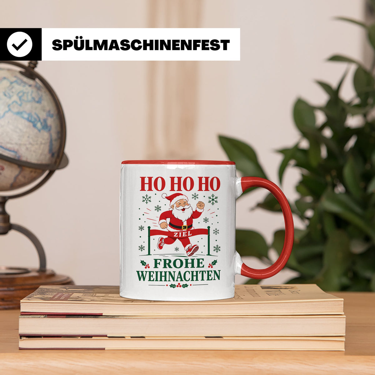 Laufen Weihnachten Tasse Weihnachtsmann im Zieleinlauf - Ges – Rot [farbe:rot]