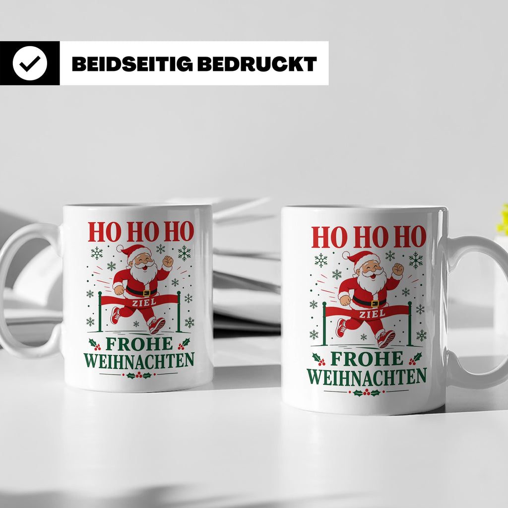 Laufen Weihnachten Tasse Weihnachtsmann im Zieleinlauf - Ges – Weiß [farbe:weiß]