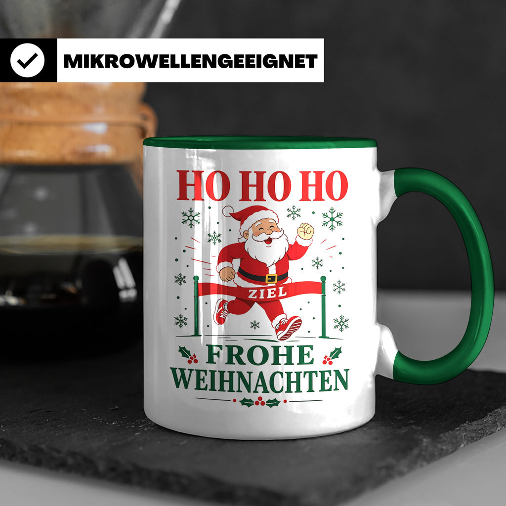 Laufen Weihnachten Tasse Weihnachtsmann im Zieleinlauf - Ges – Grün [farbe:grün]