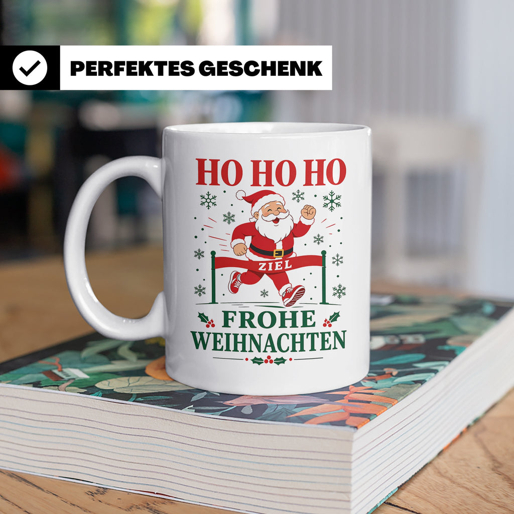 Laufen Weihnachten Tasse Weihnachtsmann im Zieleinlauf - Ges – Weiß [farbe:weiß]