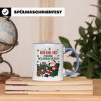 Lesen Weihnachten Tasse Weihnachtsmann mit Buch am Kamin - G – Blau [farbe:blau]