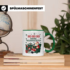 Lesen Weihnachten Tasse Weihnachtsmann mit Buch am Kamin - G – Grün [farbe:grün]