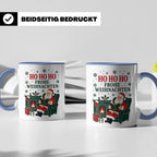Lesen Weihnachten Tasse Weihnachtsmann mit Buch am Kamin - G – Blau [farbe:blau]
