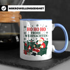 Lesen Weihnachten Tasse Weihnachtsmann mit Buch am Kamin - G – Blau [farbe:blau]