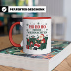 Lesen Weihnachten Tasse Weihnachtsmann mit Buch am Kamin - G – Rot [farbe:rot]