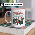 Lesen Weihnachten Tasse Weihnachtsmann mit Buch am Kamin - G – Rosa [farbe:rosa]